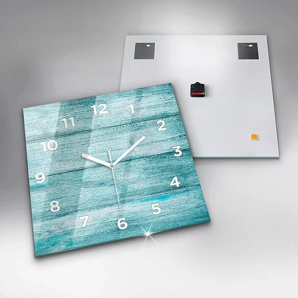 Wanduhr quadratisch mit motiv Blaues altes Holz