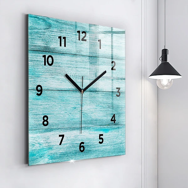 Wanduhr quadratisch mit motiv Blaues altes Holz