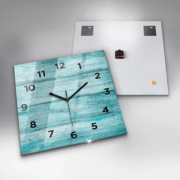 Wanduhr quadratisch mit motiv Blaues altes Holz