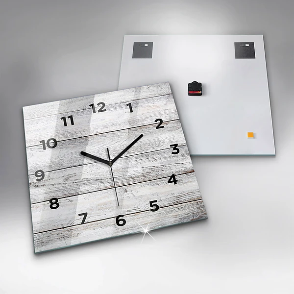 Wanduhr modern quadratisch Bemalte Bretter