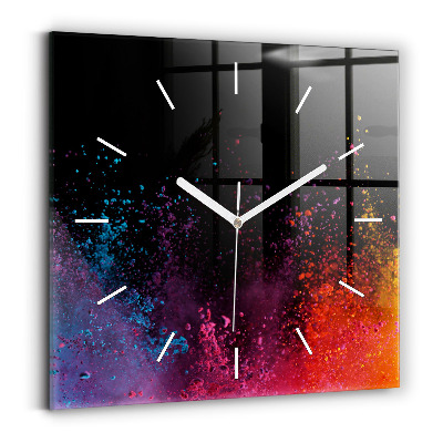 Wanduhr quadratisch mit motiv Explosion der Farben