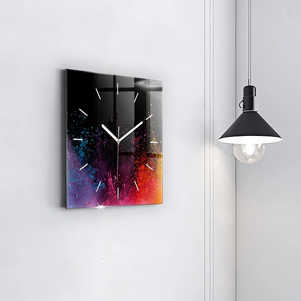 Wanduhr quadratisch mit motiv Explosion der Farben