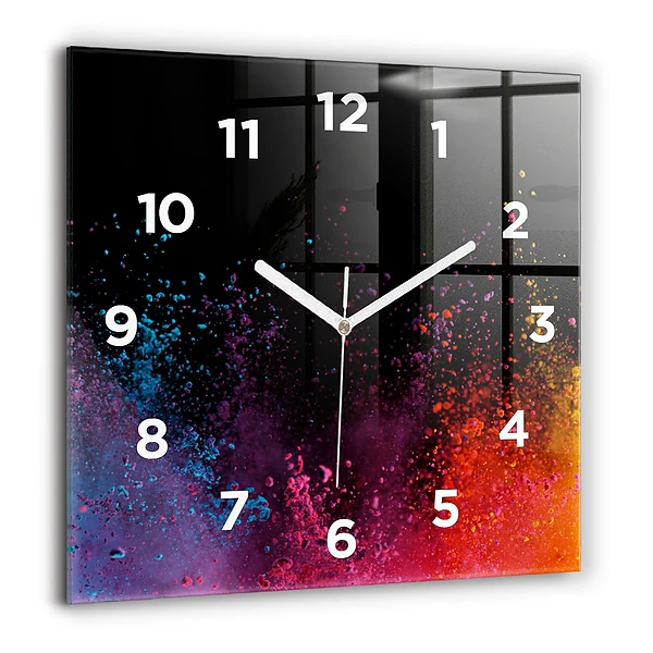 Wanduhr quadratisch mit motiv Explosion der Farben