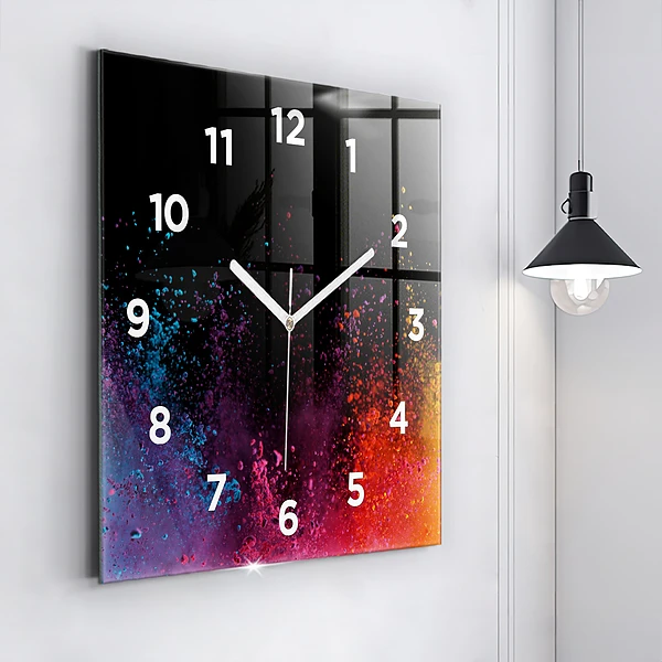 Wanduhr quadratisch mit motiv Explosion der Farben