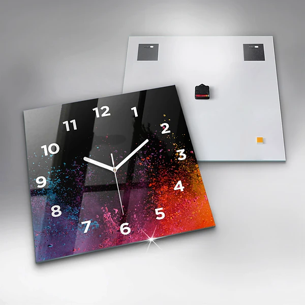 Wanduhr quadratisch mit motiv Explosion der Farben