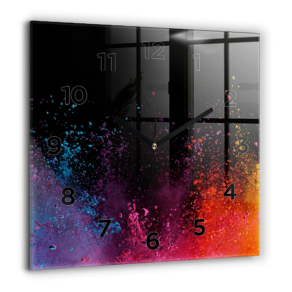 Wanduhr quadratisch mit motiv Explosion der Farben