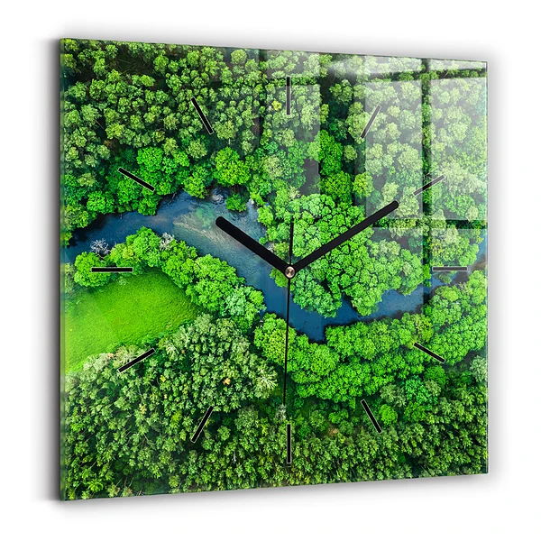 Wanduhr quadratisch mit motiv Fluss im Wald