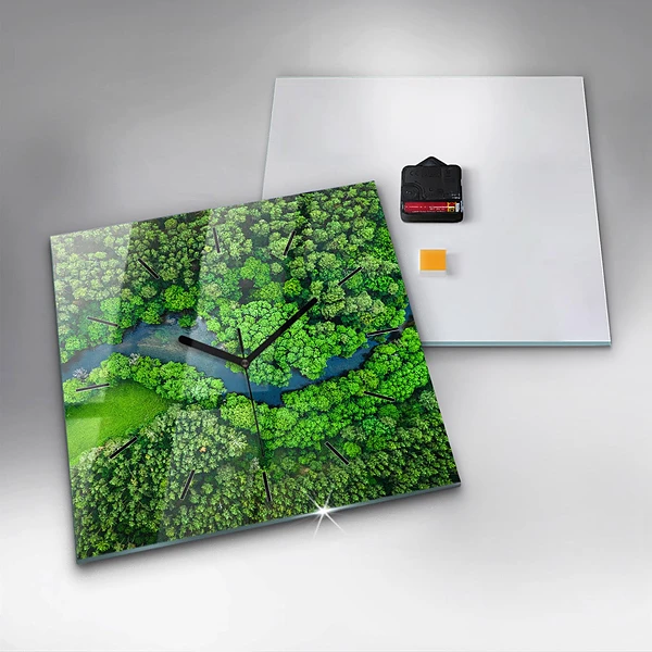 Wanduhr quadratisch mit motiv Fluss im Wald