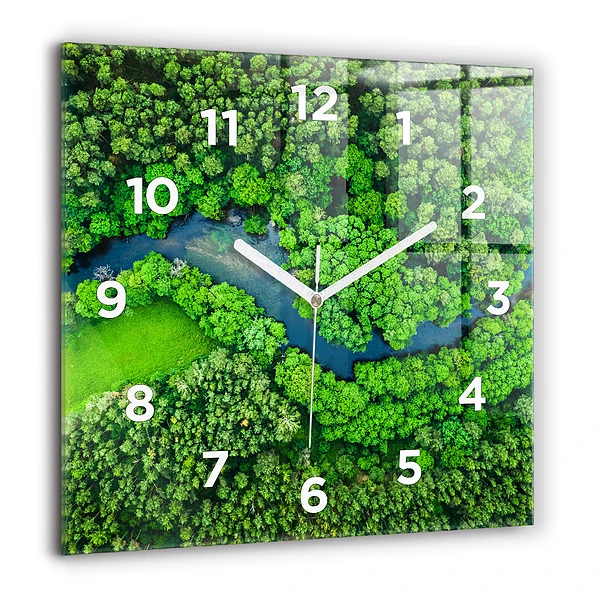 Wanduhr quadratisch mit motiv Fluss im Wald