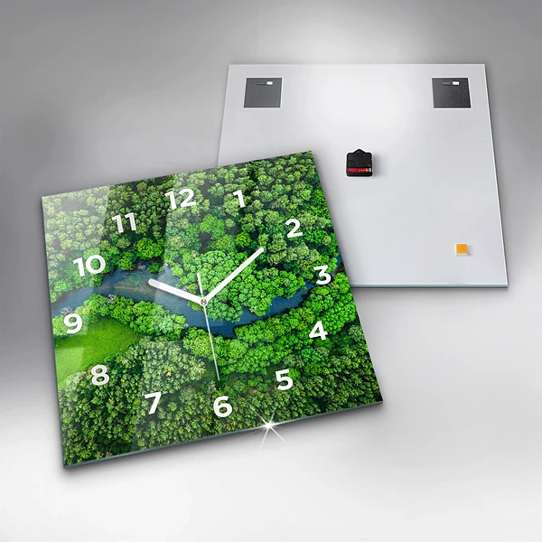 Wanduhr quadratisch mit motiv Fluss im Wald