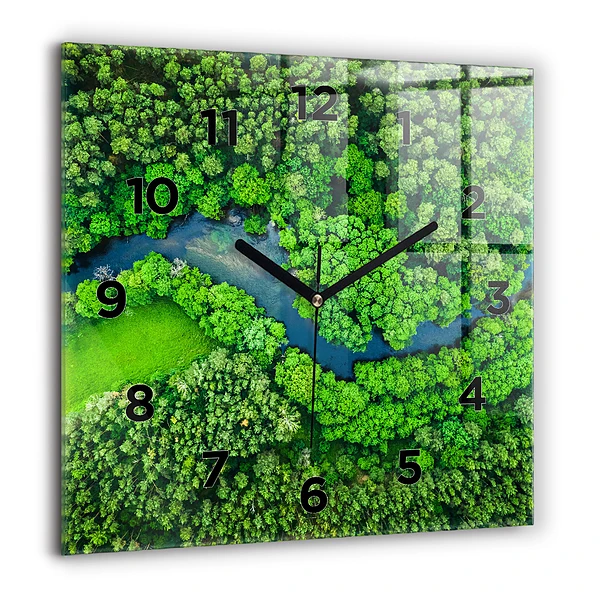 Wanduhr quadratisch mit motiv Fluss im Wald