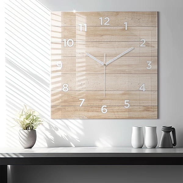 Wanduhr modern quadratisch Hölzerne Textur