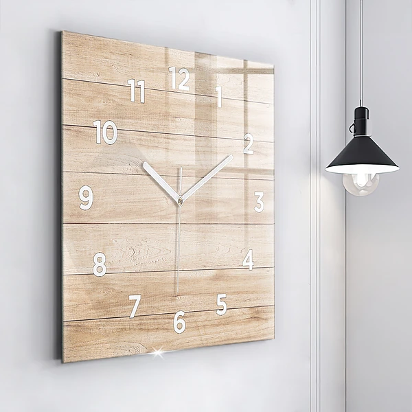 Wanduhr modern quadratisch Hölzerne Textur