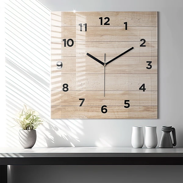 Wanduhr modern quadratisch Hölzerne Textur