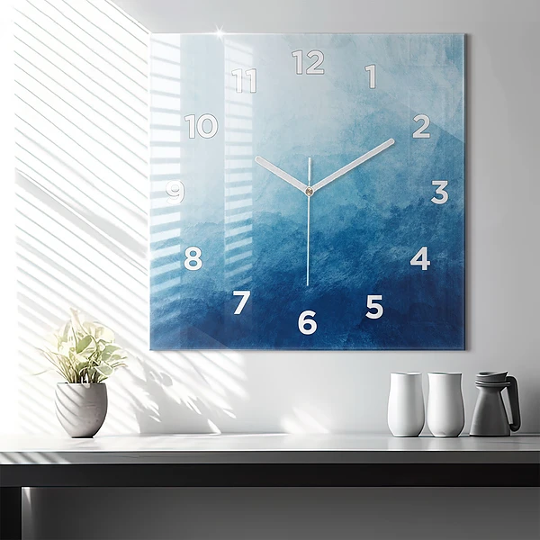 Wanduhr modern quadratisch Wasser abstrakt