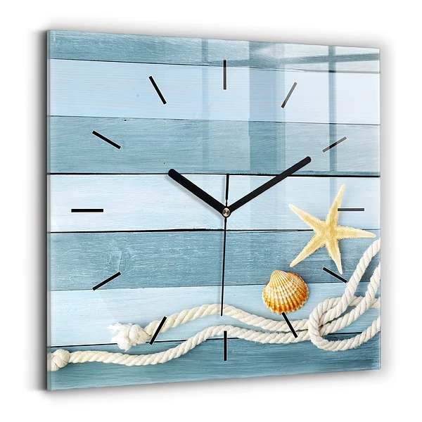 Wanduhr quadratisch Streifen und Muscheln