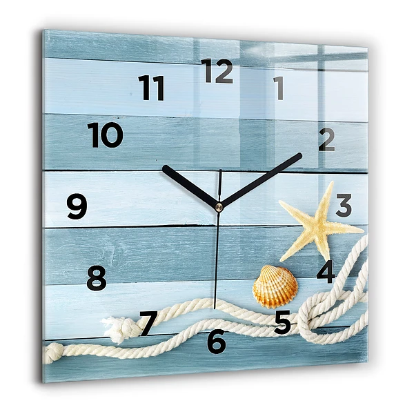 Wanduhr quadratisch Streifen und Muscheln