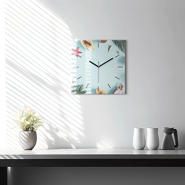 Wanduhr quadratisch mit motiv Sommer Komposition