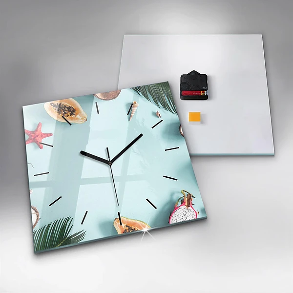 Wanduhr quadratisch mit motiv Sommer Komposition
