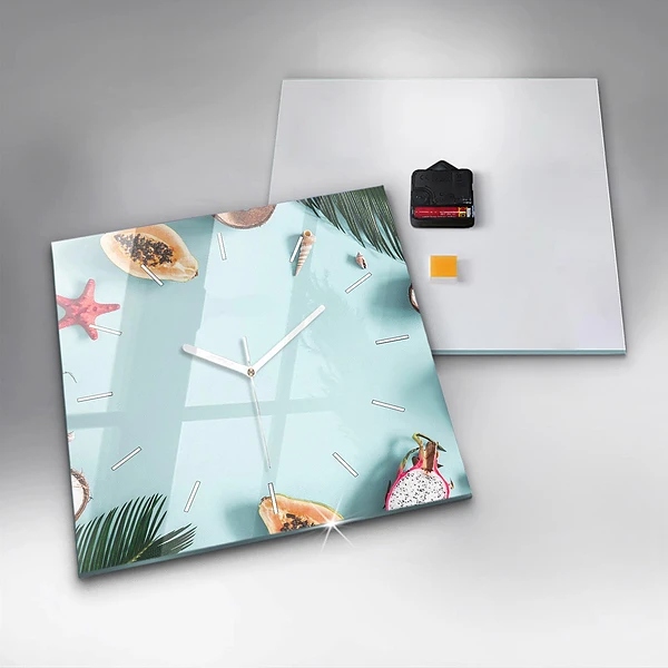 Wanduhr quadratisch mit motiv Sommer Komposition