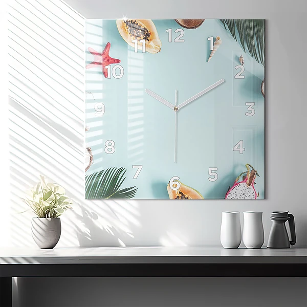 Wanduhr quadratisch mit motiv Sommer Komposition