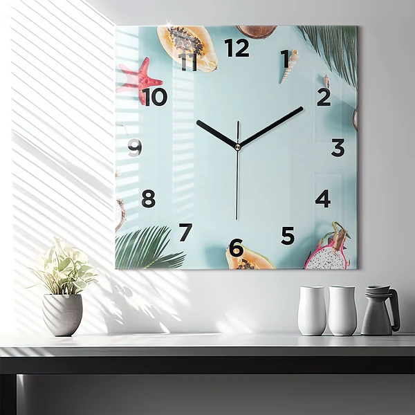 Wanduhr quadratisch mit motiv Sommer Komposition