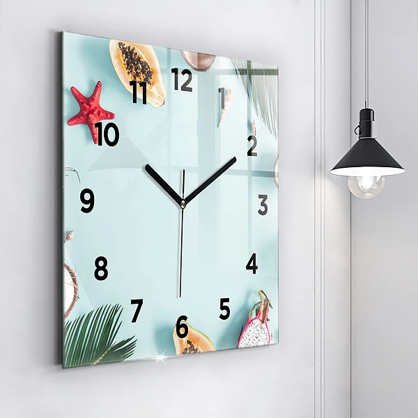 Wanduhr quadratisch mit motiv Sommer Komposition