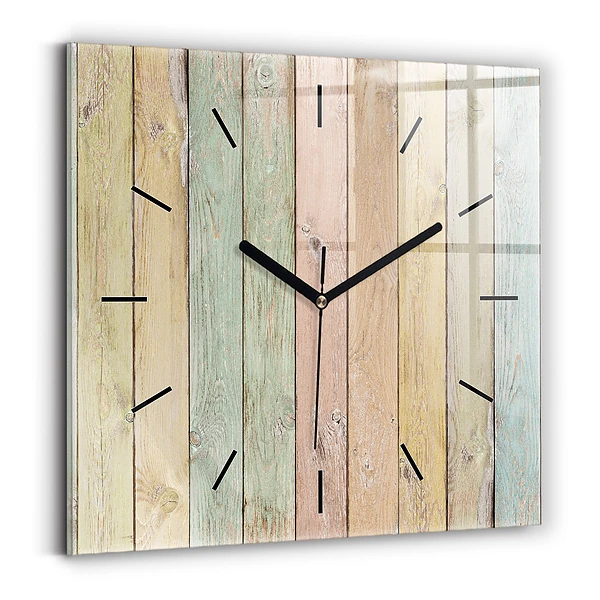 Wanduhr quadratisch mit motiv Farbige Bretter