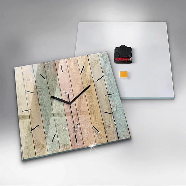 Wanduhr quadratisch mit motiv Farbige Bretter