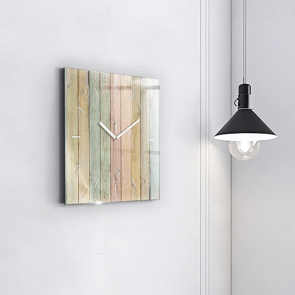 Wanduhr quadratisch mit motiv Farbige Bretter