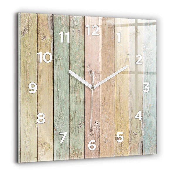 Wanduhr quadratisch mit motiv Farbige Bretter