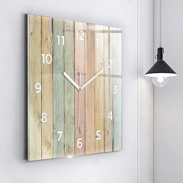 Wanduhr quadratisch mit motiv Farbige Bretter