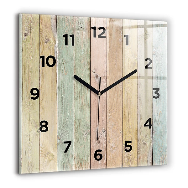 Wanduhr quadratisch mit motiv Farbige Bretter