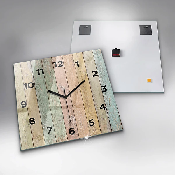 Wanduhr quadratisch mit motiv Farbige Bretter