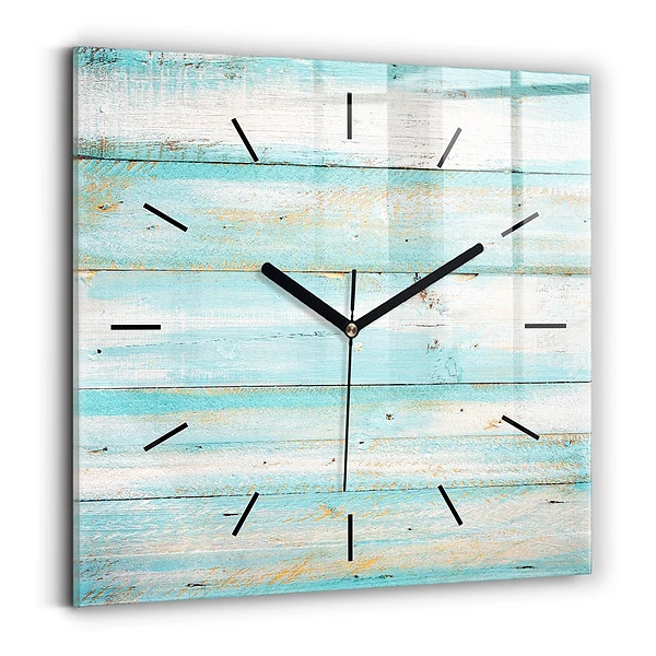Wanduhr quadratisch mit motiv Blaue Bretter