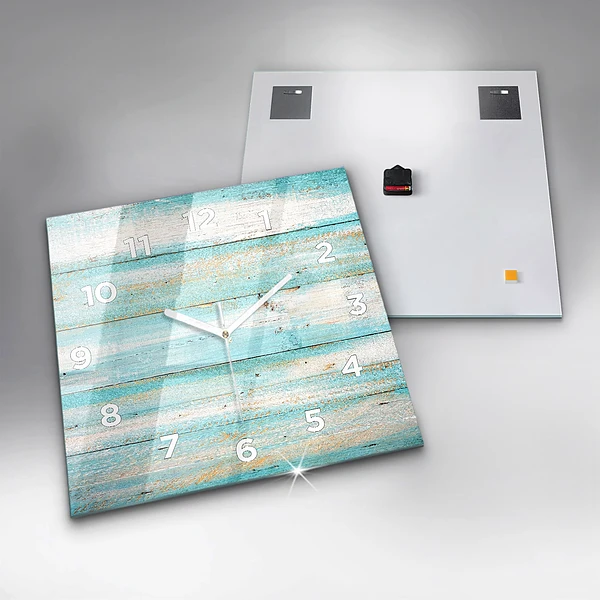 Wanduhr quadratisch mit motiv Blaue Bretter