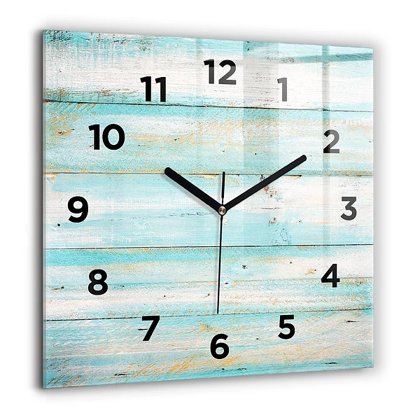Wanduhr quadratisch mit motiv Blaue Bretter