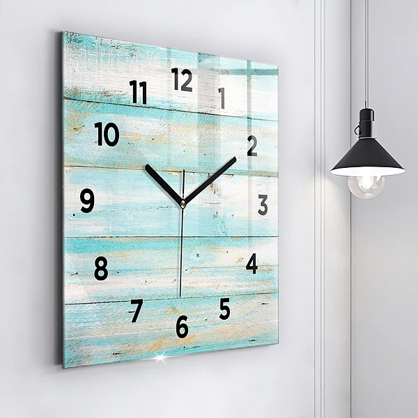 Wanduhr quadratisch mit motiv Blaue Bretter
