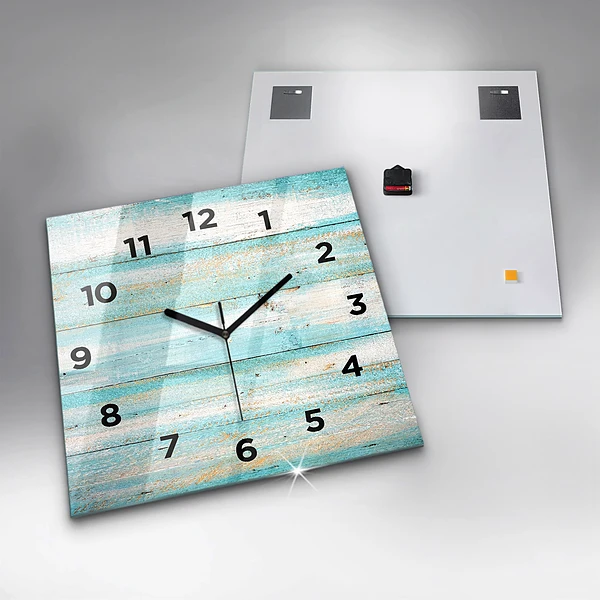 Wanduhr quadratisch mit motiv Blaue Bretter