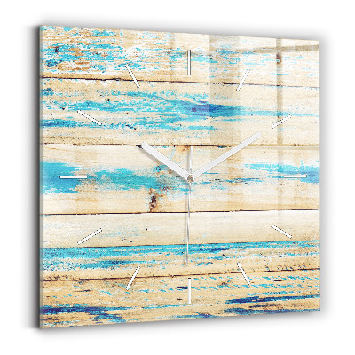 Wanduhr quadratisch Zerkratztes Holz