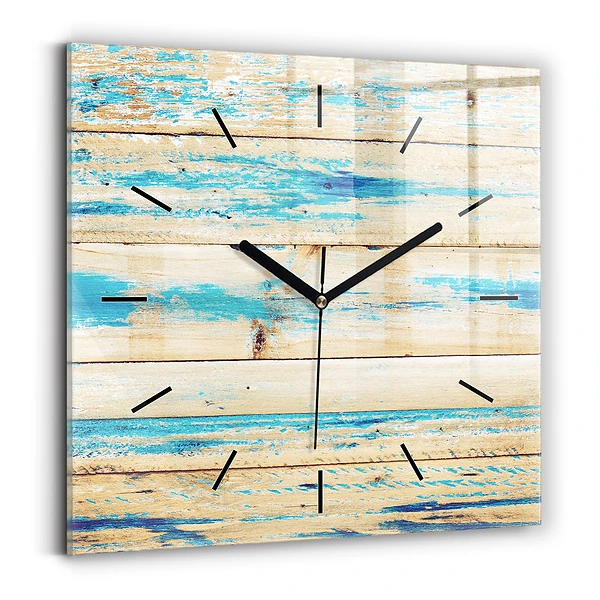 Wanduhr quadratisch Zerkratztes Holz