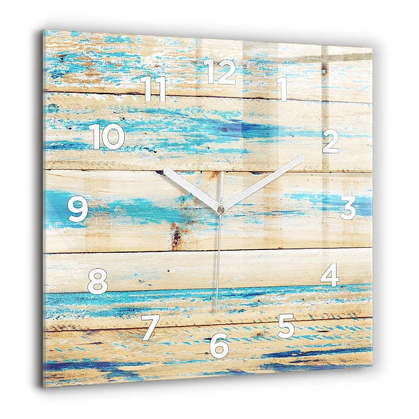 Wanduhr quadratisch Zerkratztes Holz