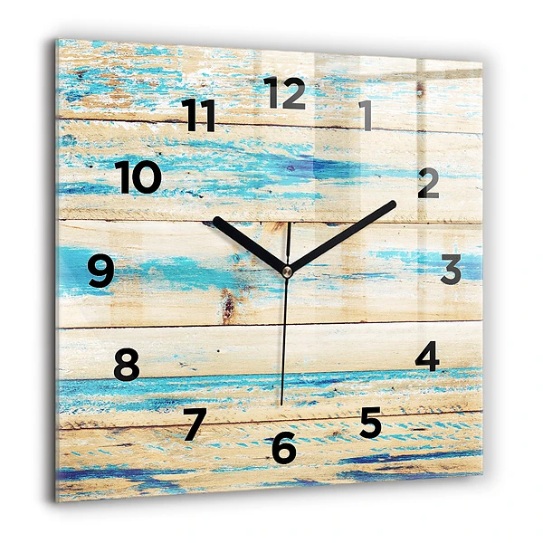 Wanduhr quadratisch Zerkratztes Holz