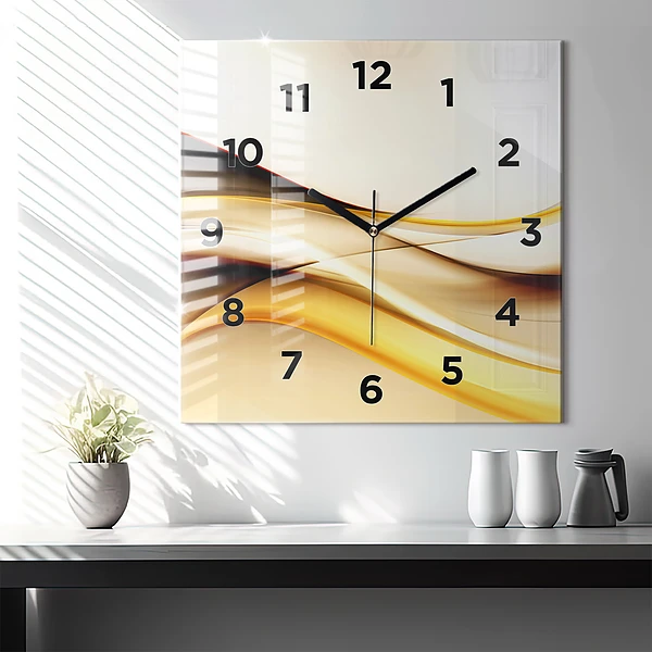 Wanduhr quadratisch Abstrakte Welle