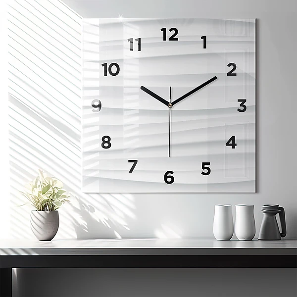Wanduhr modern quadratisch Textur der Wellen