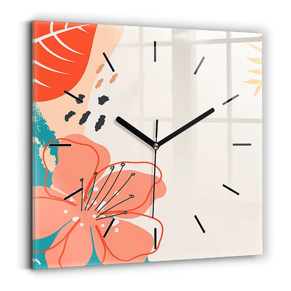 Wanduhr modern quadratisch Hawaiianische Pflanzen