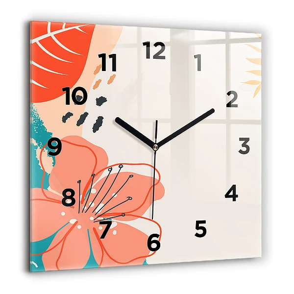 Wanduhr modern quadratisch Hawaiianische Pflanzen