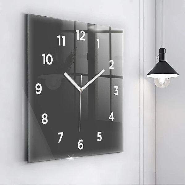 Wanduhr modern quadratisch Farbe Grau