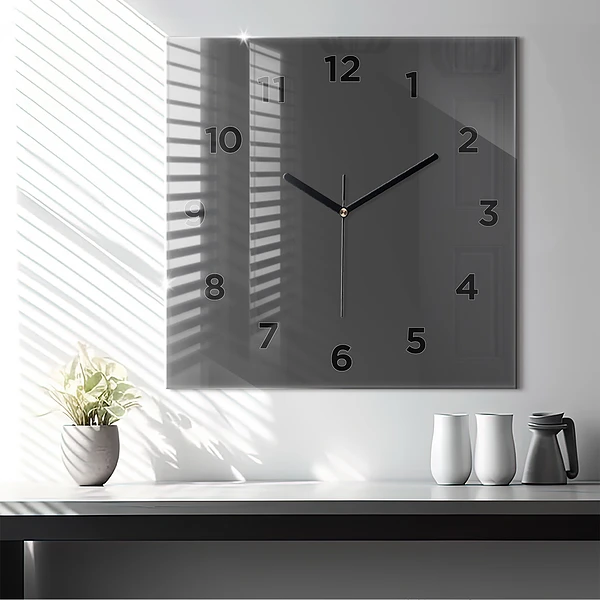 Wanduhr modern quadratisch Farbe Grau