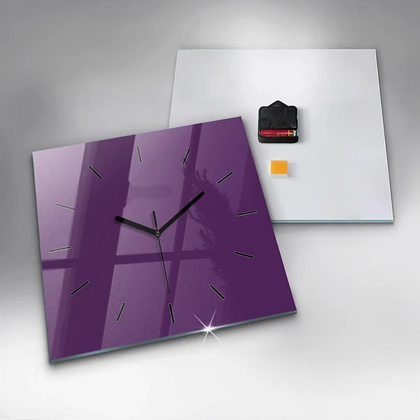 Wanduhr quadratisch mit motiv Farbe lila